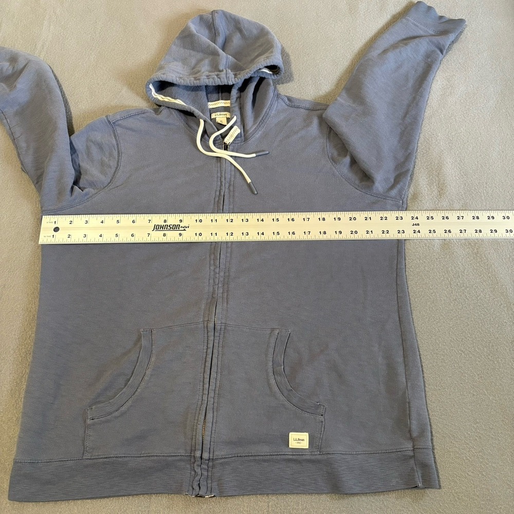LL Bean Hoodie Mens XL Blue Full Zip 100% Organic Cotton 504211 Hiking Workwear - Picture 5 of 12